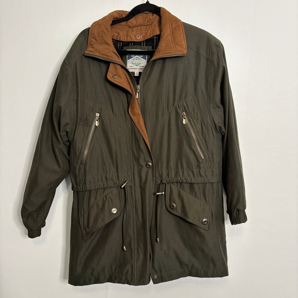 Braetan Vintage Olive Green Field Jacket Plaid Lined Barn Coat Small Heritage